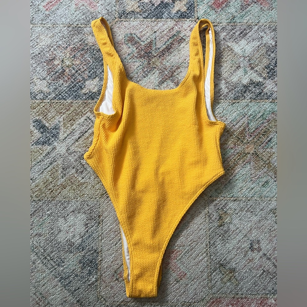 Yellow Textured One-Piece Swimsuit